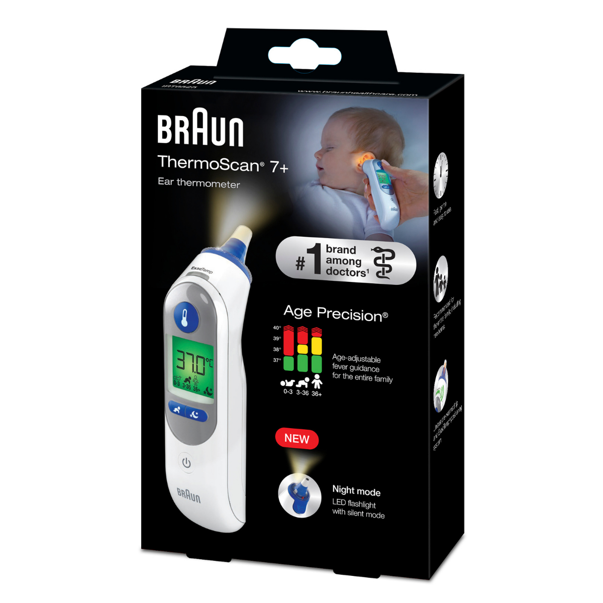 Braun ThermoScan® 7+ Ear thermometer with Night Mode - How to use 